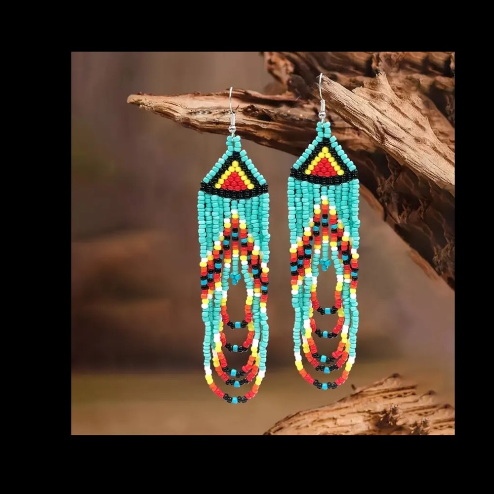 Colorful Beaded Dangle Earrings